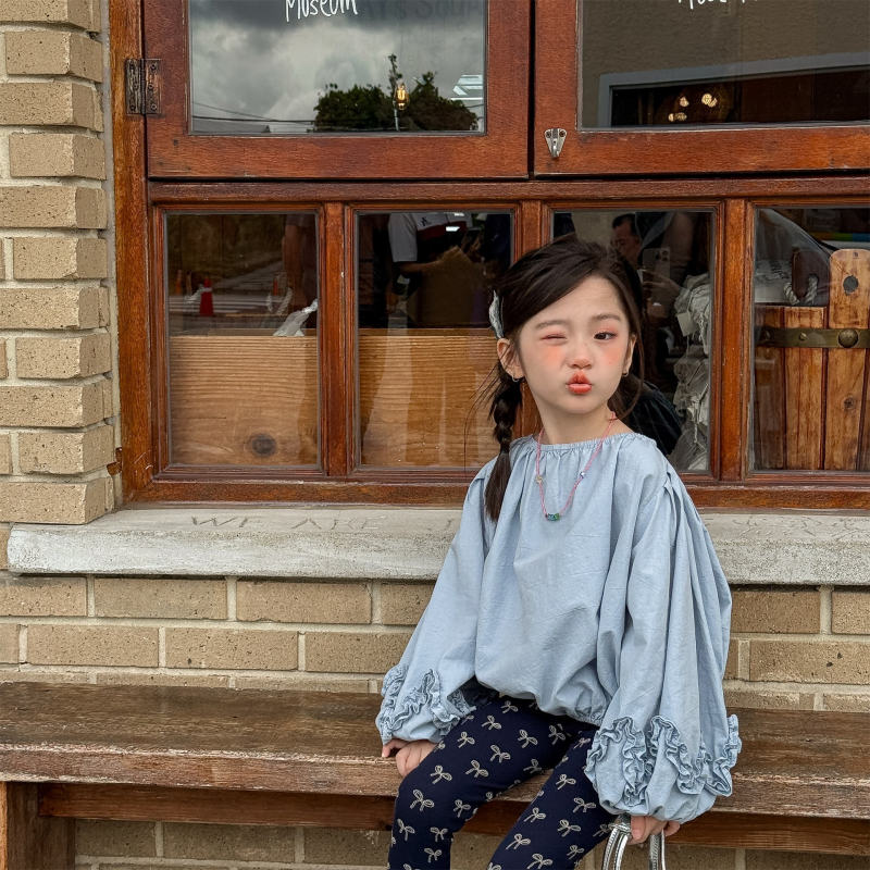 子供服　80~130cm　キッズフリルシャツ　ブラウス　韓国子供服