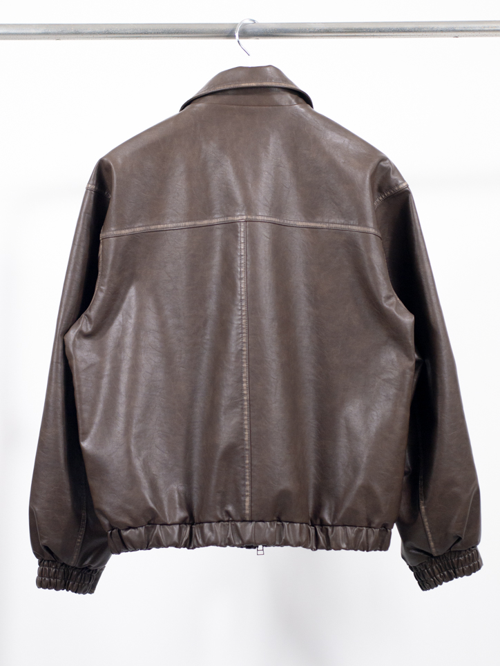 2026春新作】トップス アウター ヴィンテージ加工 PUレザー ジップ G