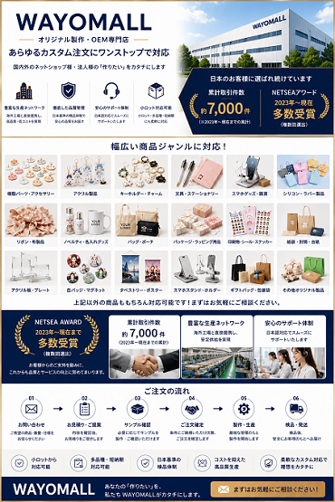 オリジナルグッズ製作・OEM対応専用ページ｜小ロット・多品種対応可能