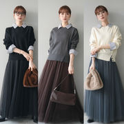 2026年新作 プルオーバー ニットトップス レディース スカート ロングスカート  大人可愛い