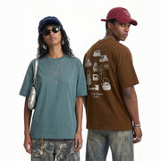 PC1381 2026春夏新作 メンズ トップス 男 Ｔシャツ 半袖 ヴィンテージ カジュアル プリント ゆるい 欧米風