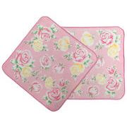 20cmシャーリング地プリントタオルハンカチ_【バラ】日本製