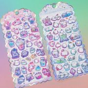 【全4種セット】可愛いキャラクター風動物ステッカー 3Dシールスマホケース・手帳デコ用