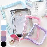 A5 A6 サイズ グリッター クリア バインダー シール帳 透明カードケース ファスナー付き リフィル式 手帳