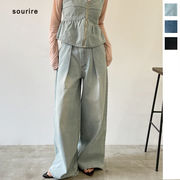 【2026新作】デニムタックワイドパンツ