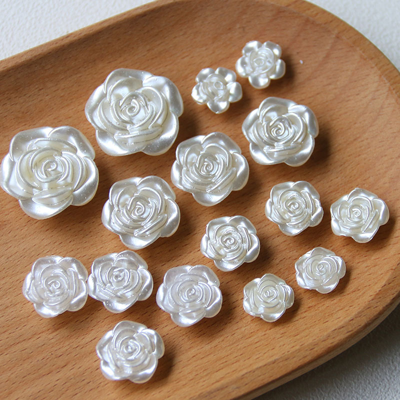 ビーズ フラワー 花 アクセサリーパーツ ハンドメイドパーツ 白 カボション 樹脂 プラスチック ローズ 薔薇