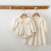 女の子ワンピース 春 ベビー服 ロンパース カバーオール ドレス 新生児 刺繍 女児 プリンセスドレス