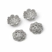 12mm キャップパーツ ビーズキャップ 花座 シルバーカラー アクセサリーパーツ