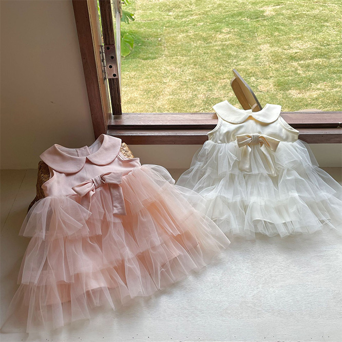 2026夏服※【在庫限り】 ドレス ノースリーブ メッシュ チュールワンピース 女の子