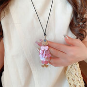 最新トレンド勢揃い 魚形シェルアクセセット ネックレス&ピアス 4色 レディース