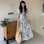 2026年INS 夏新作  デザイン 気質 　花柄  ロング ワンピース