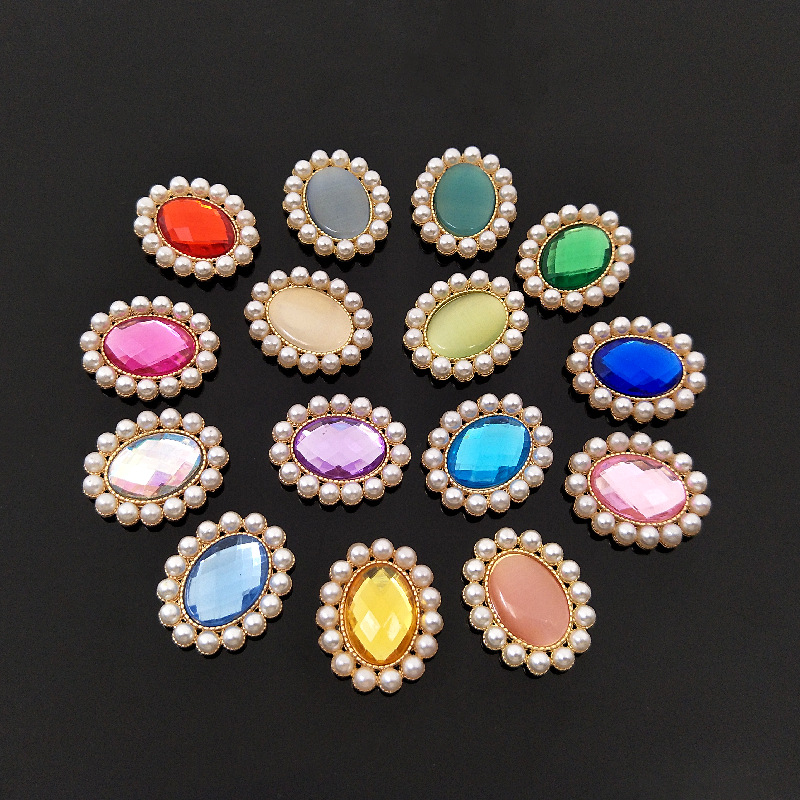 アクセサリーパーツ だ円 ハンドメイド素材 キラキラ ストーン ビジュー 貼り付けパーツ センターパーツ