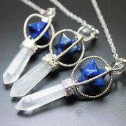 ペンデュラム　ラピスラズリ　水晶　マカバスター入り　振り子　ダウジング　クリスタル