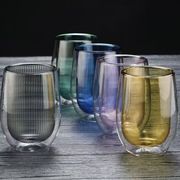 高ホウケイ酸ガラス カラー二重壁タンブラー 400ml 耐熱断熱 食洗機可
