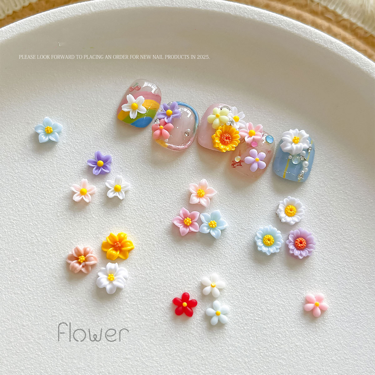 フラワーパーツ カボション 可愛い 花 プラスチック デコパーツ ヒナギク アクセサリーパーツ ネイルパーツ