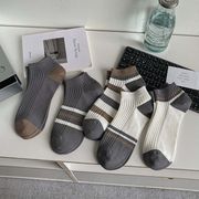 メンズショートソックス 夏用 薄手ローカット浅履きソックス5色