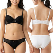 【即納】メッシュレースノンワイヤーブラジャー＆ショーツ