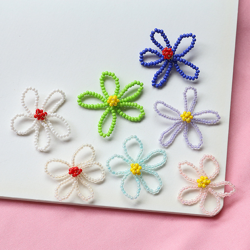 ワイヤーフラワー デコパーツ アクセサリーパーツ ハンドメイド 花 ビーズ ピアスパーツ ブルー パール