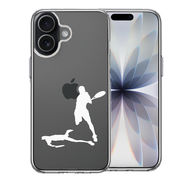 iPhone17 側面ソフト 背面ハード ハイブリッド クリア ケース テニス スマッシュ ホワイト