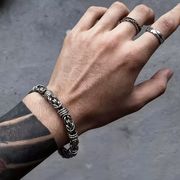 メンズ 18K金メッキ キューバンチェーンブレスレット チタン鋼 色落ちしない シンプル 定番 腕輪