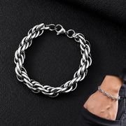ステンレス メンズ ブレスレット シンプル かっこいい パンク キューバンチェーン チタン鋼 アクセサリー