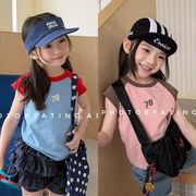 2026夏 韓国風子供服 キッズ服 ベビー服 少女 トップス ベスト 半袖 Tシャツ トップス