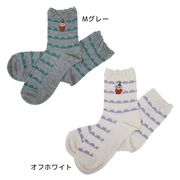 ムーミン レディース ロークルーソックス 波ボーダー リトルミイ サガラ刺繍