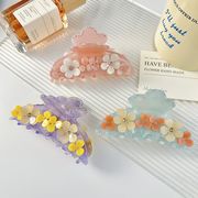 バンスクリップ　ヘアクリップ　花　ヘアアクセサリー　アクリル　韓国ファッション