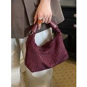 バッグ　大容量　デイリー　韓国バッグ　レトロ　バケットバッグ　編み目