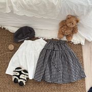 2026秋※女の子 チェック柄ラップスカート リボン付き コットンスカート