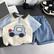 2026夏 新作 Tシャツ 半袖 キッズ  0～5 歳ベビー男女兼用  プリント丸首 2 点セット 大量在庫 80-120cm