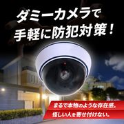 ダミー防犯カメラ 丸型 電池式LEDで夜間もリアルに点灯 配線不要 屋外OKのABS製 ホワイト