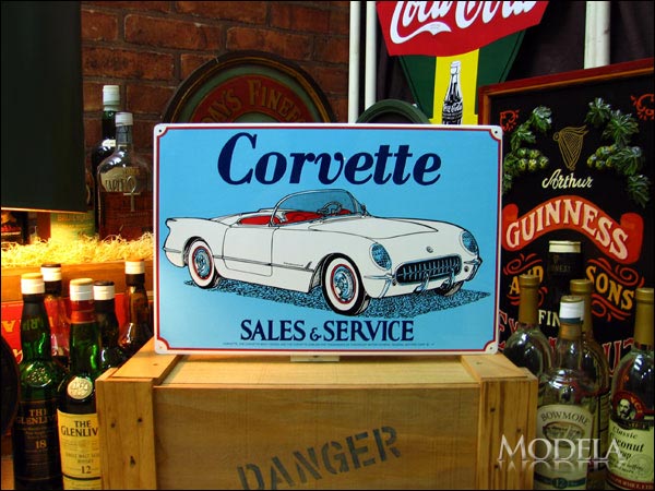 アメリカンブリキ看板 Corvette/コルベット ホワイトカラー