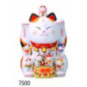 ★開運招福　薬師窯招き猫★　お目出度い「縁起の置物」　【錦彩　七福神招き猫（20号）】