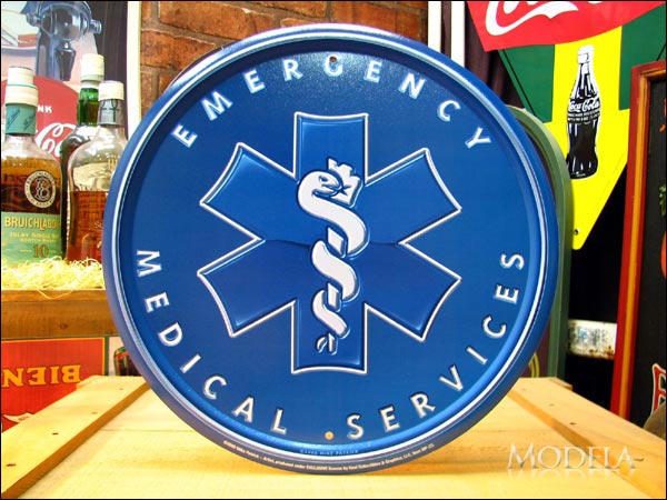 アメリカンブリキ看板 EMS/非常医療班 丸型ロゴ