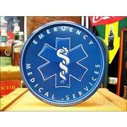 アメリカンブリキ看板 EMS/非常医療班 丸型ロゴ