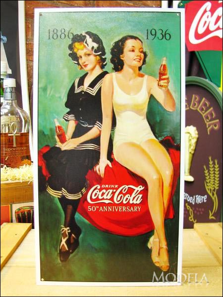 アメリカンブリキ看板 コカ・コーラ 50周年記念 水着