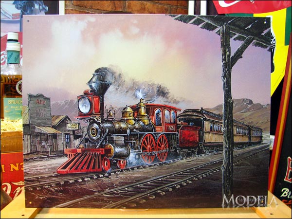 アメリカンブリキ看板 昔の蒸気機関車 -#82 ローリンスルー-