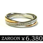 【ZARGON】ザルゴンダイヤモンドCZフルエタニティピンクゴールドステンレスリング/アクセサリー