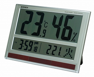 【超大型タイプ】ジャンボソーラー温湿度計（ソーラー電波時計付き）