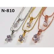 【レディースネックレス】CZダイヤ使用　ツーラインハートシェイプネックレス