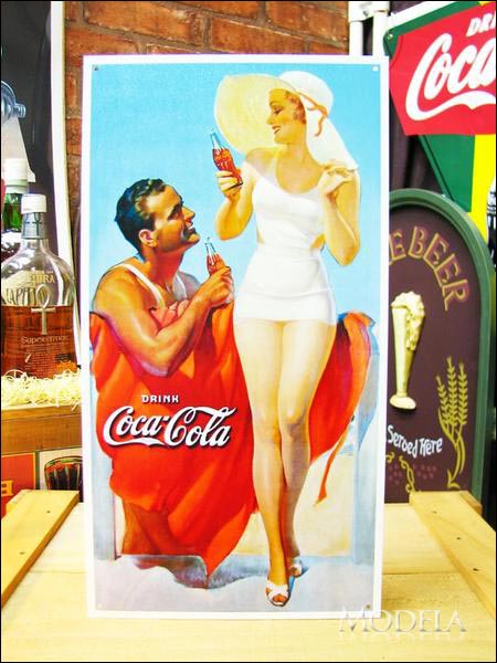 アメリカンブリキ看板 コカ・コーラ ビーチの男と女