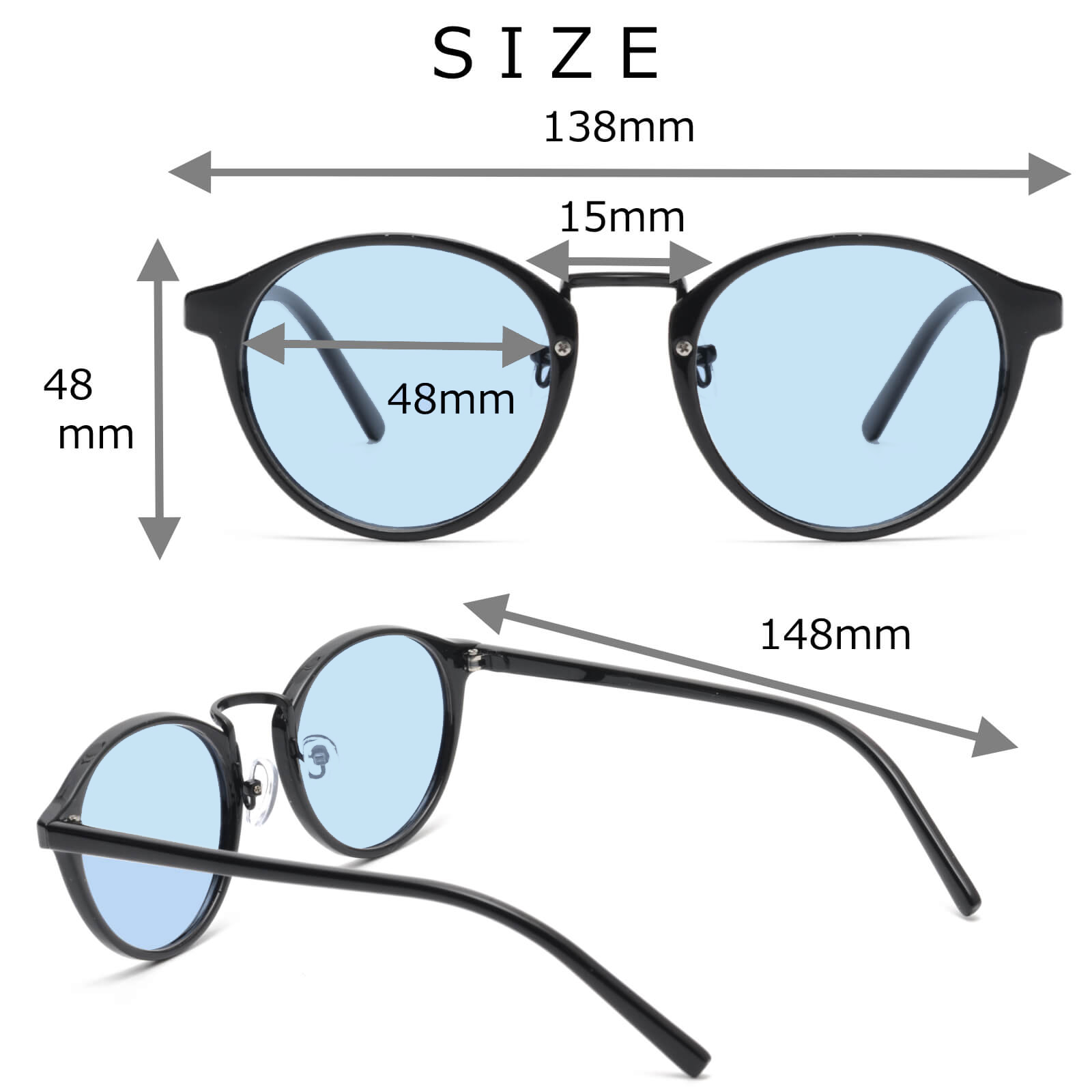 丸ネガネ 楽天市場】日本製 ツーポイント真円丸めがね 軽量チタンフチなし
