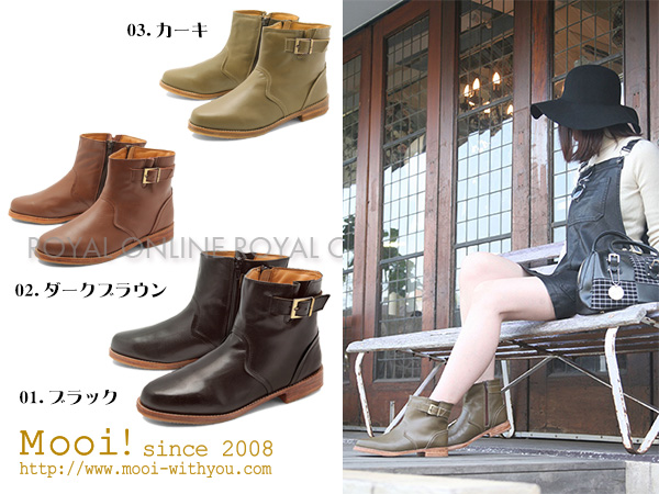 S) 【Mooi!】　MF302 本革 サイドジップ ブーツ　全３色　レディース