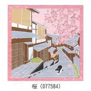 【ご紹介します！信頼の日本製！人気の猫の風呂敷！　たまのお散歩　小風呂敷】桜