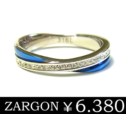【ZARGON】ザルゴンダイヤモンドCZフルエタニティブルーステンレスリング/ステンレスアクセサリー