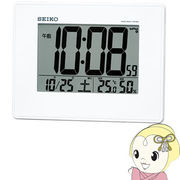 セイコークロック 目覚まし時計 電波 デジタル 掛置兼用 カレンダー・温度・湿度表示 大型画面 白パー・
