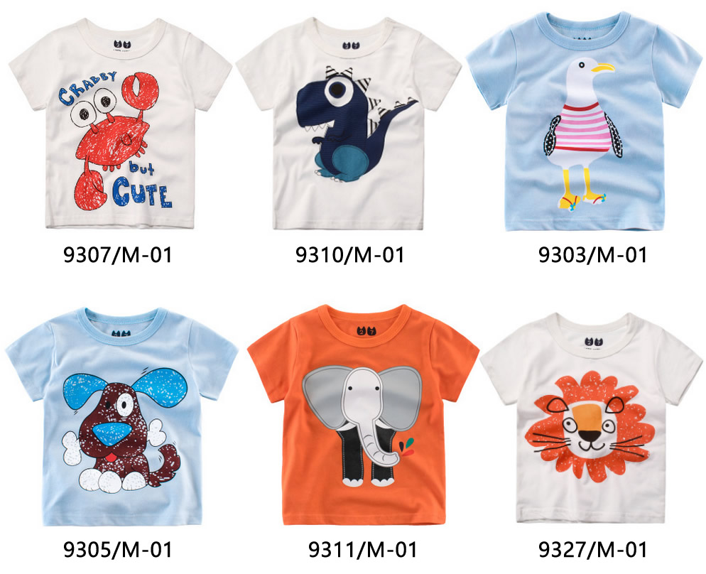 男の子 可愛いtシャツ 面白動物プリント 半袖 ラウンドネック カジュアル トップス キッズ 子供服 全6色 アパレル 聖哲合同会社minori 問屋 仕入れ 卸 卸売の専門 仕入れならnetsea