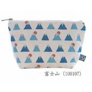 【新登場！安心の日本製！さわやかなブルーが映える帆布製雑貨！マチ付ポーチ】富士山