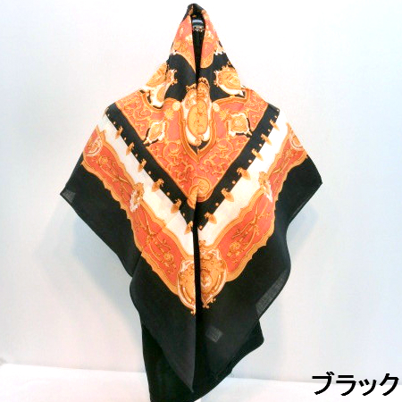 【日本製】【ウール】【スカーフ】88cm×88cm日本製ウール100％プリントスカーフ